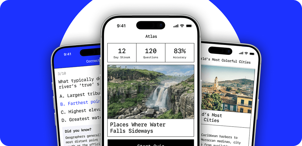 Atlas geography quiz app